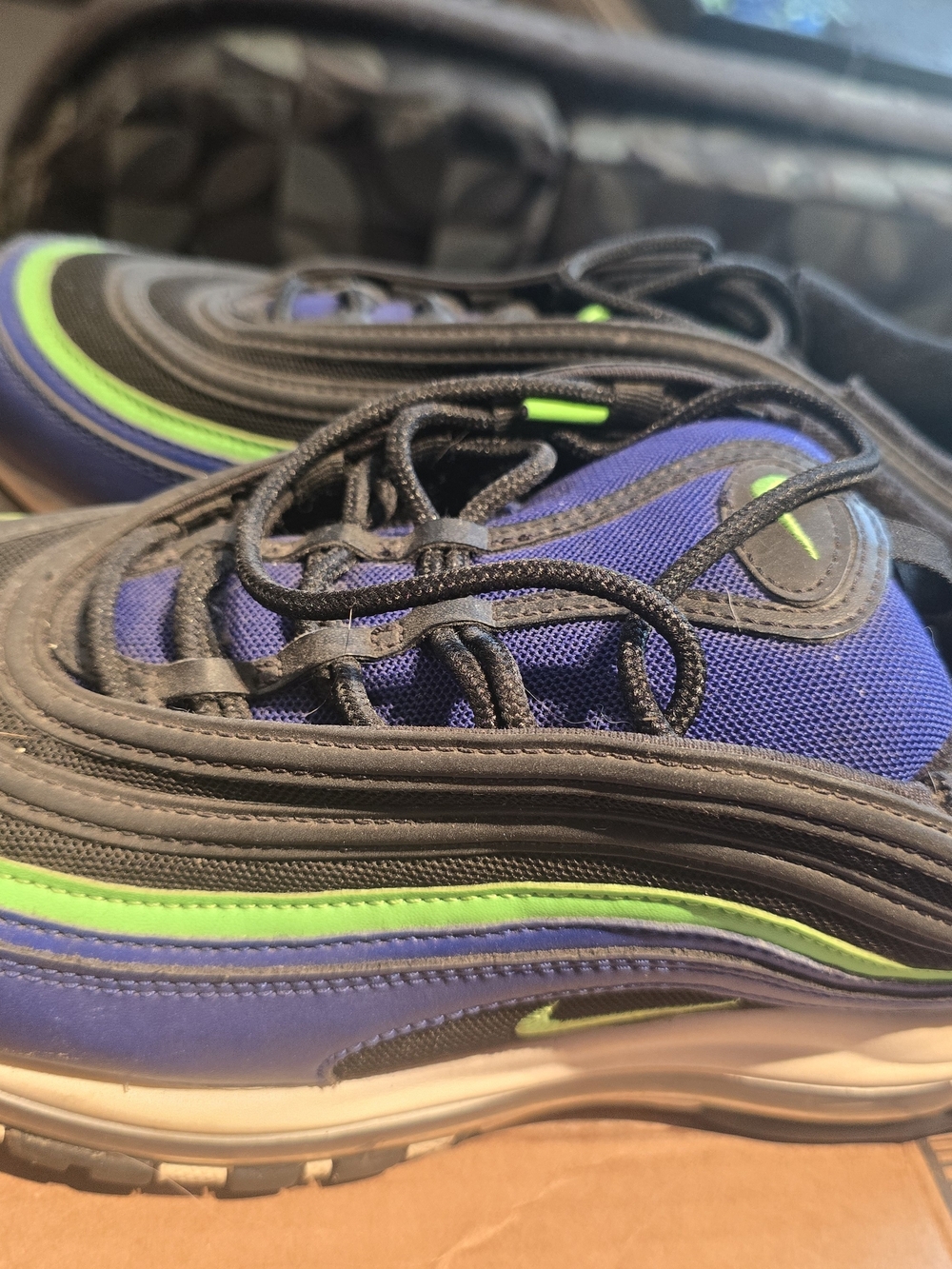 Mens Nike Air Max 97 Hyper Blue Green Stripe